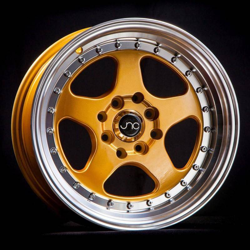 JNC Wheels Rim JNC010 Gold Machined Lip 15x9 4x100/4x114.3 ET20