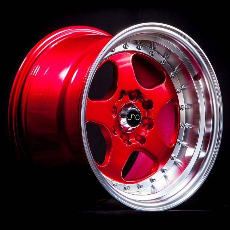 JNC Wheels Rim JNC010 Candy Red Machined Lip 15x9 4x100/4x114.3 ET20