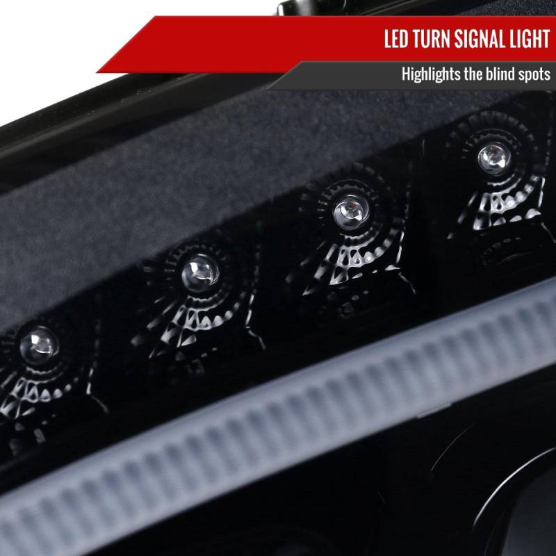 2008-2011 Mercedes Benz W204 C Class Projector Headlights w/ LED Light Bar  & LED Turn Signal Lights (Glossy Black Housing/Smoke Lens) - Spec-D Tuning