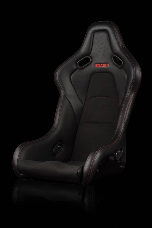 BRAUM Racing Falcon-S Composite FRP Bucket Seat - Red Stitching - Each