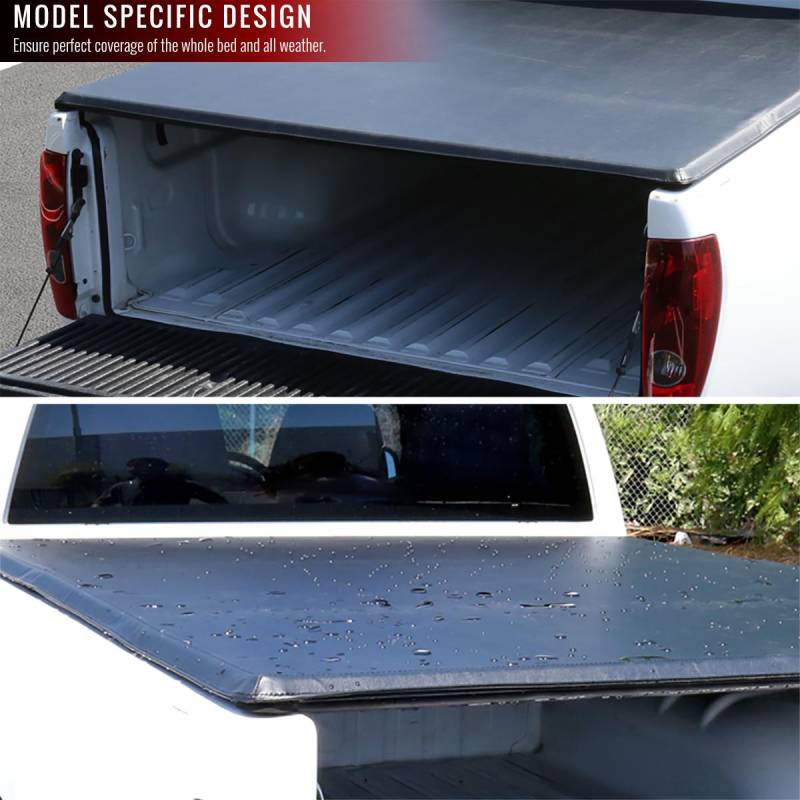 Ultimatecar 6FT Roll-Up Tonneau Cover For 1993-2011 Ford Ranger Flareside / Splash – Soft Vinyl With Aluminum, LED Ready