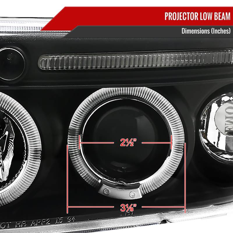 Tgautopart Halo LED Projector Headlights With 8000K HID For Dodge Ram 1994-2001 – Black Housing