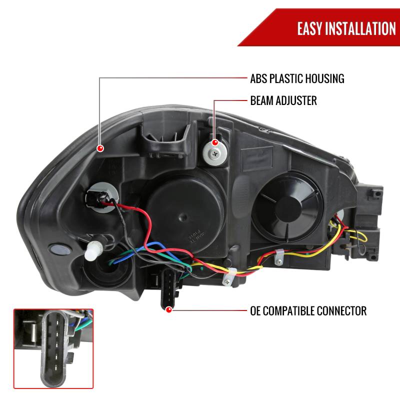 AKKON - Fits 2006-2013 Chevy Impala 2014-2016 Impala Limited Black Headlights Led Tube Bar Black Tail Light Combo Pair - View #8