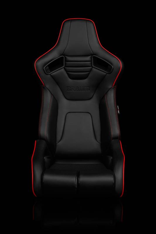 BRAUM Racing Elite-R Series Sport Seats - Black Leatherette (Red ...