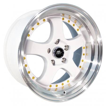 MST Wheels - MST Wheels Rim MT07 17x9.0 5x114.3 ET20 73.1CB White w/Machined Lip Gold Rivets