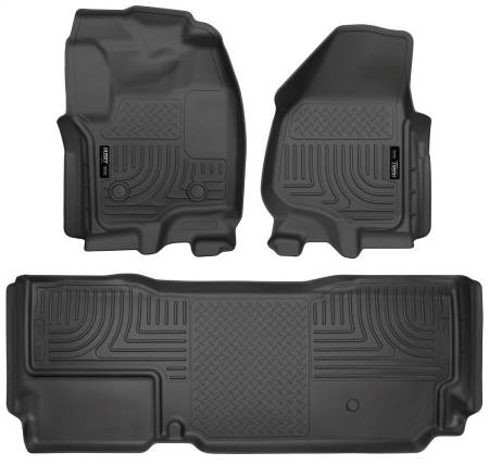 Husky Liners - Husky Liners 2012.5 Ford SD Super Cab WeatherBeater Combo Black Floor Liners (w/o Manual Trans Case)