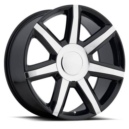 Factory Reproductions Wheels - FR Series 56 Replica Escalade Luxury Wheel 22X9 6X5.5 ET31 78.1CB Gloss Black with Chrome Inserts