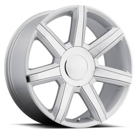 Factory Reproductions Wheels - FR Series 56 Replica Escalade Luxury Wheel 22X9 6X5.5 ET31 78.1CB Silver with Chrome Inserts