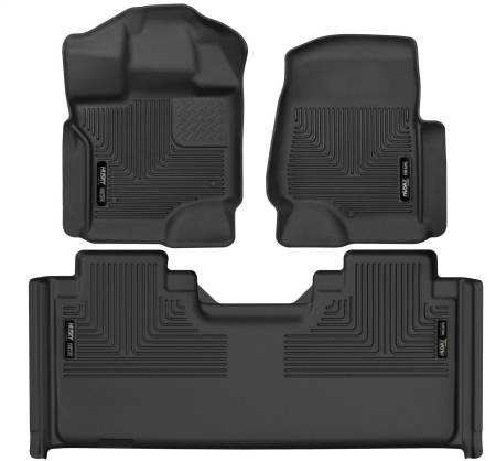 Husky Liners - Husky Liners 17-19 Ford F250 Super Duty CC w/Storage Box Front & 2nd Seat Weatherbeater Floor Liners