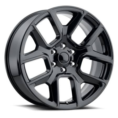 Factory Reproductions Wheels - FR Series 76 Replica Ram 1500 Wheel 22X9 6X5.5 ET15 77.8CB Gloss Black