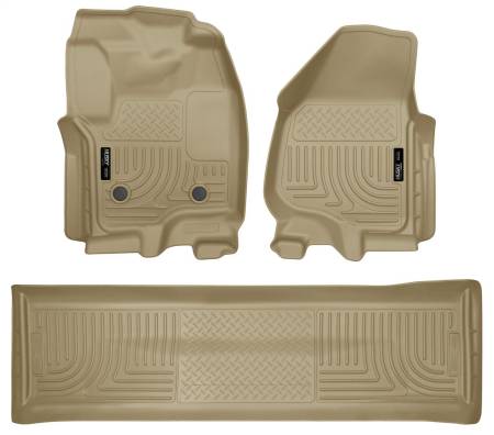 Husky Liners - Husky Liners 2012.5 Ford SD Crew Cab WeatherBeater Combo Tan Floor Liners (w/o Manual Trans Case)