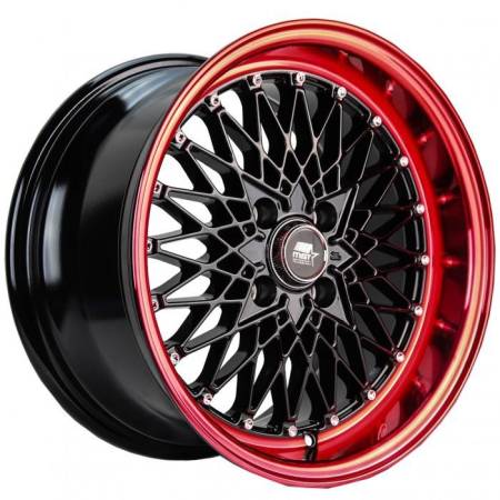 MST Wheels - MST Wheels Rim MT16 15x8.0 4x100 ET20 73.1CB Black w/Machined Red Lip