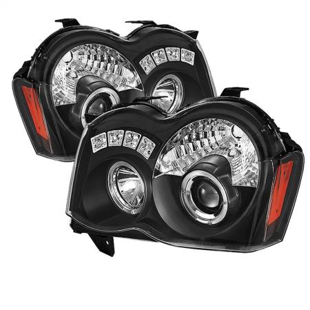 Spyder Auto - Spyder Jeep Grand Cherokee 08-10 Projector Headlights - LED Halo - LED ( Replaceable LEDs ) - Black - High H1 (Included) - Low 9006 (Not Included)