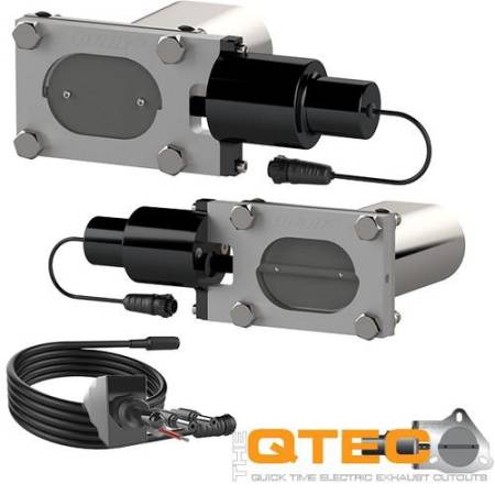 QTP (Quick Time Performance) - QTP Bolt-On QTEC Dual Low Profile Oval Electric Cutout Valves - Pair