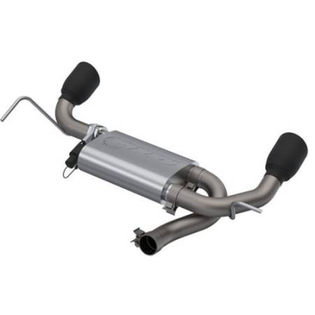QTP (Quick Time Performance) - QTP 07-18 Jeep Wrangler 3.6L/3.8L 304SS Screamer Axle Back Exhaust w/4in Black Tips