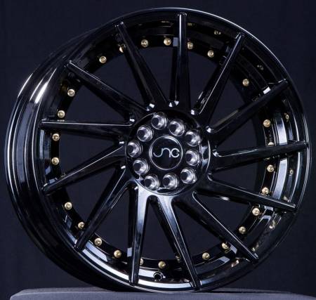 JNC Wheels - JNC Wheels Rim JNC051 Gloss Black/Gold Rivets 19x10.5 5x112 ET30