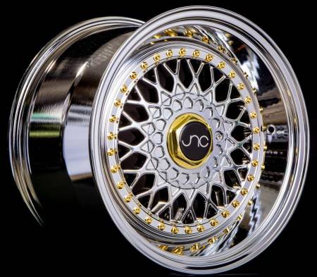 JNC Wheels - JNC Wheels Rim JNC004S Platinum Gold Rivets 15x8 4x100/4x114.3 ET20