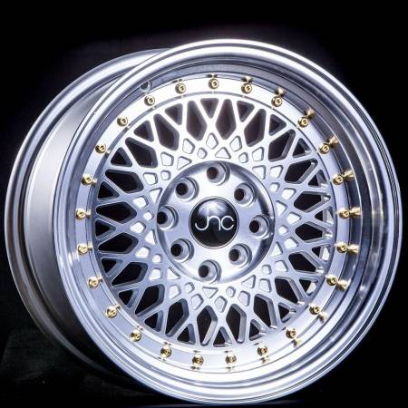 JNC Wheels - JNC Wheels Rim JNC031 Silver Machined Face Gold Rivets 15x8 4x100/4x114.3 ET20