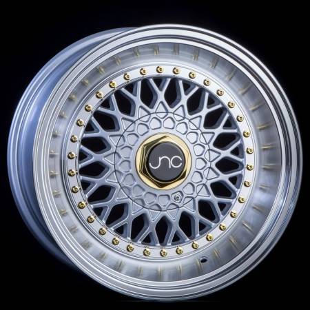 JNC Wheels - JNC Wheels Rim JNC004S Silver Machined Lip Gold Rivets 17x8.5 4x100/4x114.3 ET15