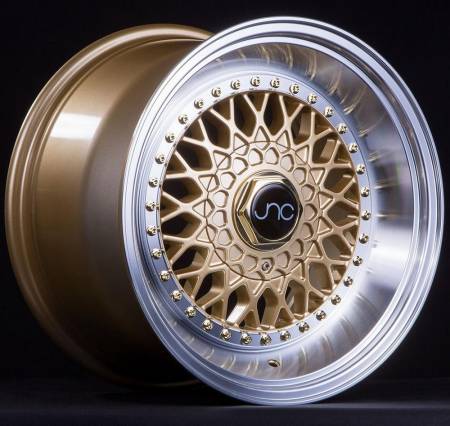 JNC Wheels - JNC Wheels Rim JNC004S Gold Machined Lip Gold Rivets 17x8.5 4x100/4x114.3 ET15