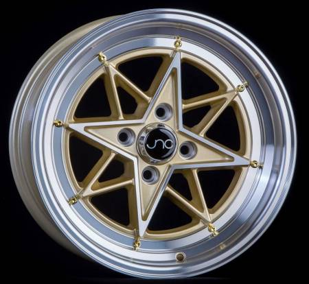 JNC Wheels - JNC Wheels Rim JNC025 GOLD Machined Face Gold Rivets 15x8 4x100 ET25