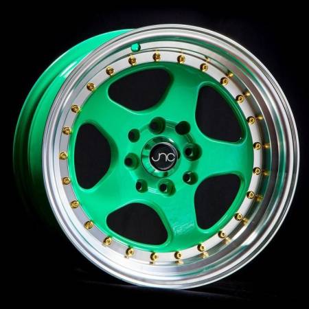 JNC Wheels - JNC Wheels Rim JNC010 Wasabi Green w/ Gold Rivets 15x8 4x100/4x114.3 ET20