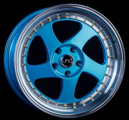 JNC Wheels - JNC Wheels Rim JNC034 Teal Blue Machine Lip Gold Rivets 17x8 5x114.3 ET30