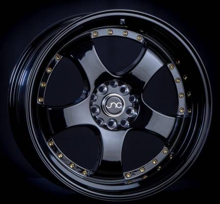 JNC Wheels - JNC Wheels Rim JNC017 Gloss Black w/ Gold Rivets 17x9 5x100/5x114.3 ET20