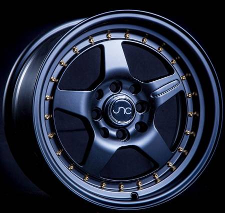 JNC Wheels - JNC Wheels Rim JNC009 Matte Black Gold Rivets 15x8 4x100/4x114.3 ET25