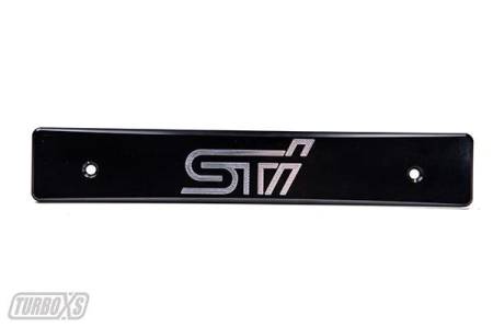 Turbo XS - Turbo XS Billet Aluminum License Plate Delete 2015-17 Subaru WRX/STi Black Machined "STi" Logo.