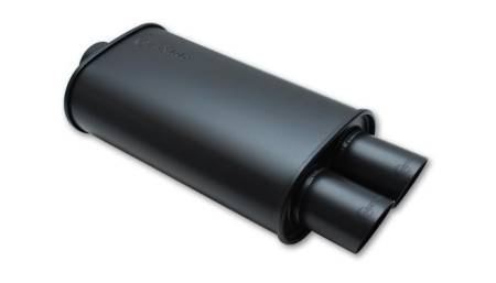 Vibrant Performance StreetPower FLAT BLACK Oval Muffler with Dual 3in Outlet - 4in inlet I.D.