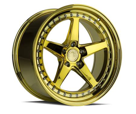 AodHan Wheels - AodHan Wheels Rim DS05 18x9.5 5x100 73.1CB ET35 Gold Vacuum w/ Chrome Rivets