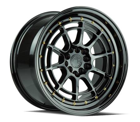 AodHan Wheels - AodHan Wheels Rim AH04 17X9 5x100/114.3 73.1CB ET25 Full Black (Gold Rivet)