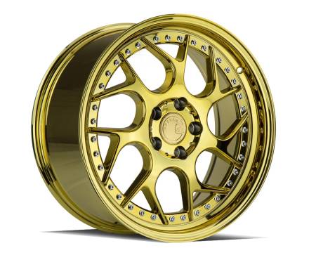 AodHan Wheels - AodHan Wheels Rim DS01 18x8.5 5x100 73.1CB ET35 Gold Vacuum w/ Chrome Rivets