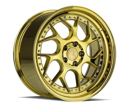 AodHan Wheels - AodHan Wheels Rim DS01 18x9.5 5x114.3 73.1CB ET30 Gold Vacuum w/ Chrome Rivets