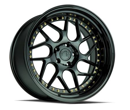 AodHan Wheels - AodHan Wheels Rim DS01 19x10.5 5x114.3 73.1CB ET15 Gloss Black W /Gold Rivets