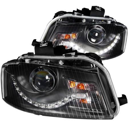 ANZO Headlights, Tail Lights and More  - ANZO 2006-2008 Audi A3 Projector Headlights Black (R8 LED Style)