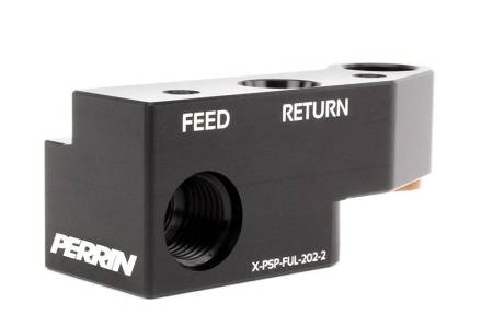 PERRIN Performance - Perrin Subaru 02-14 WRX/2007+ STi Black Junction Block for Top Feed Fuel Rail w/ FPR and -6 Fittings