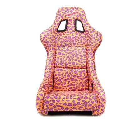 NRG Innovations - NRG Innovations FRP Bucket Seat PRISMA- SAVAGE Edition w/ White Pearlized Back Wild Thronberry Leopard Print- Large