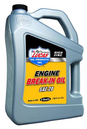 Lucas Oil - Lucas Motor Oil - Break-In - High Zinc - 20W - Conventional - 5 qt - Each