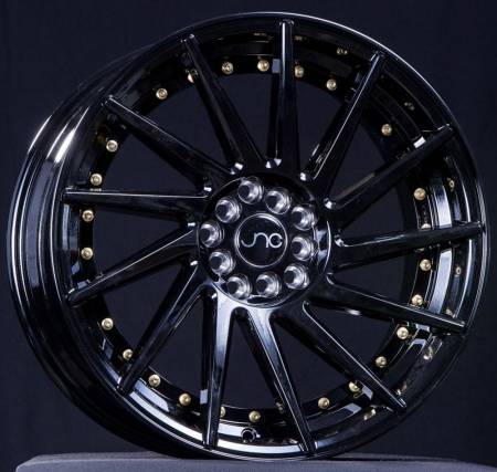 JNC Wheels - JNC Wheels Rim JNC051 Gloss Black/Gold Rivets 18x9.5 5x112 ET35 66.66CB