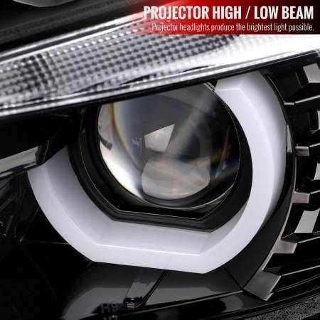 Spec'D Tuning Products - Spec-D 2012-2015 BMW F30 3 Series Sedan Dual LED U-Bar Projector HID-Compatible Headlights w/ LED Turn Signal Lights (Jet Black Housing/Clear Lens)