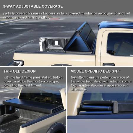 Spec'D Tuning Products - Spec-D 2009-2018 Dodge RAM 1500 2500 3500 / 2019-2021 RAM Classic 5'7" Bed Hard Tri-Fold Tonneau Cover