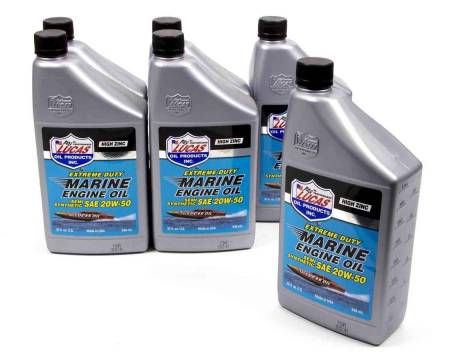 Lucas Oil - Lucas Motor Oil - High Zinc - 20W50 - Semi-Synthetic - 1 qt - Marine - Set of 6