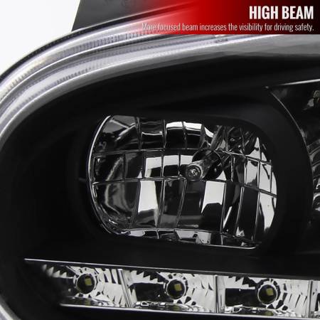 Spec'D Tuning Products - Spec-D 1999-2006 Volkswagen Golf Mk4 GTI/R32 Cabrio Projector Headlights w/ R8 Style LED Light Strip (Matte Black Housing/Clear Lens)