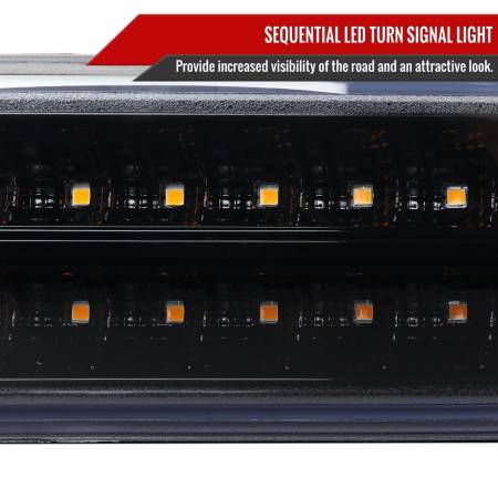 Spec'D Tuning Products - Spec-D 1999-2007 GMC Sierra/Yukon/Yukon XL Bumper Lights w/ Sequential Turn Signal Lights (Glossy Black Housing/Smoke Lens)