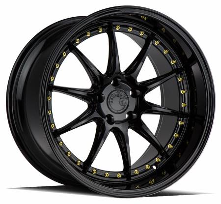 AodHan Wheels - AodHan Wheels Rim DS07 19x11 5x114.3 73.1CB ET15 Gloss Black W /Gold Rivets