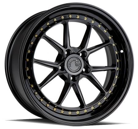 AodHan Wheels - AodHan Wheels Rim DS08 19X9.5 5X114.3 73.1CB ET30 Gloss Black W /Gold Rivets