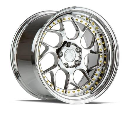 AodHan Wheels - AodHan Wheels Rim DS01 19x10.5 5x114.3 73.1CB ET22 Vacuum Chrome w/ Gold Rivets