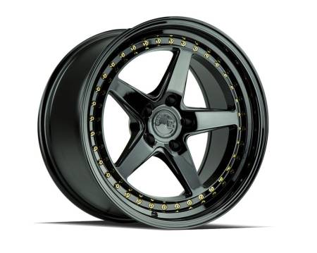 AodHan Wheels - AodHan Wheels Rim DS05 18x9.5 5x100 73.1CB ET35 Gloss Black W /Gold Rivets